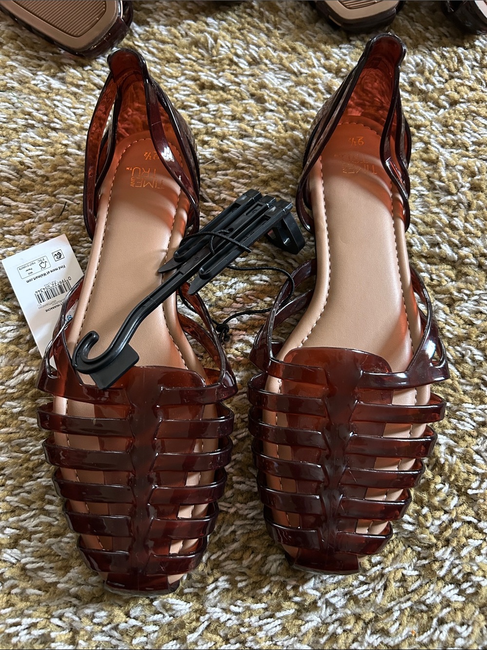 Time and Tru Brown Jelly T-Strap Sandals